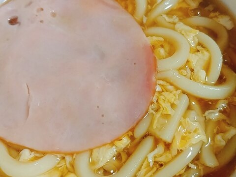 ハムと卵の餡掛けうどん